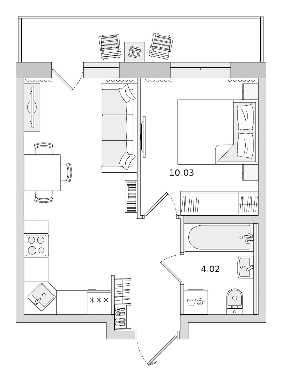 1-комнатная квартира 33.67 м², 7/21 эт., ЖК «Новые горизонты 2»